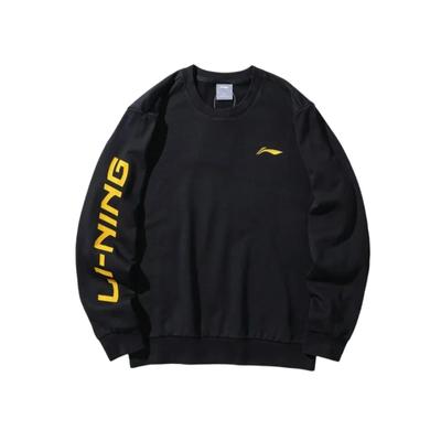Li Ning Markenlogo Paar Lässiger Sport Rundhals-Pullover Langarm-Fleece-Sweatshirt Unisex-Sweatshirt Schwarz YWDT533-2