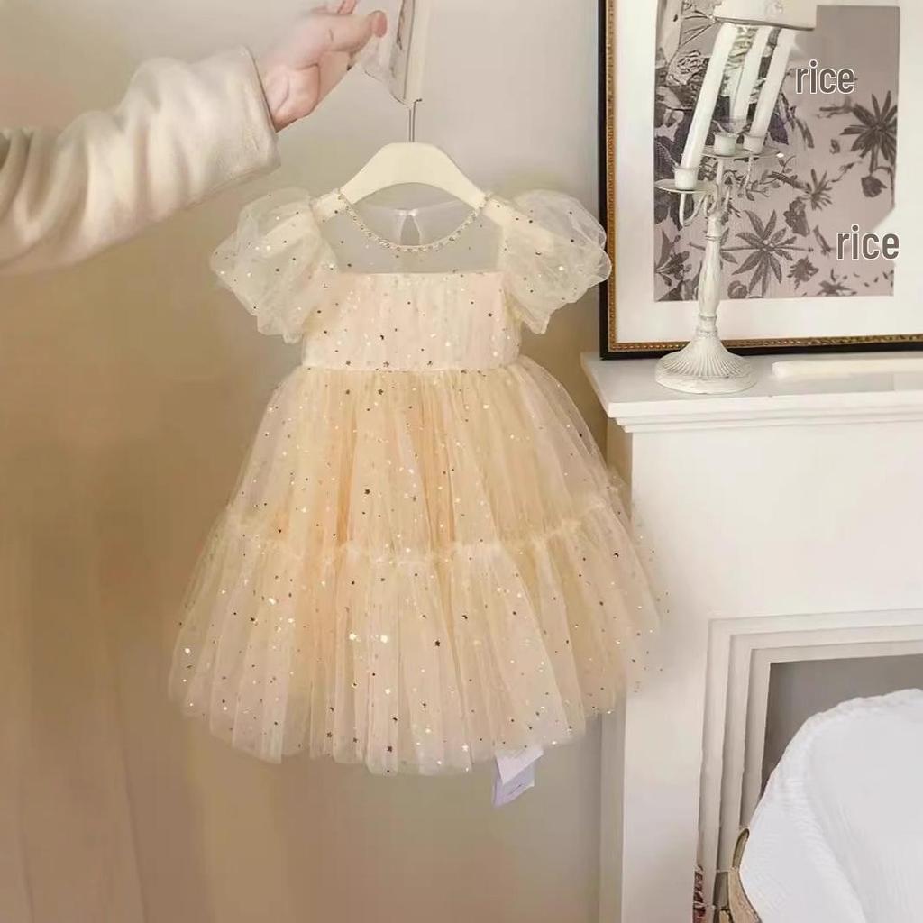 2024 Frühling/Sommer Mädchen Prinzessin Puff Mesh Kleid
