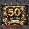 Banner de telón de fondo plano 2D para celebración de 50 cumpleaños, adecuado para decoración del hogar, fotografía, bodas, cumpleaños, etc.