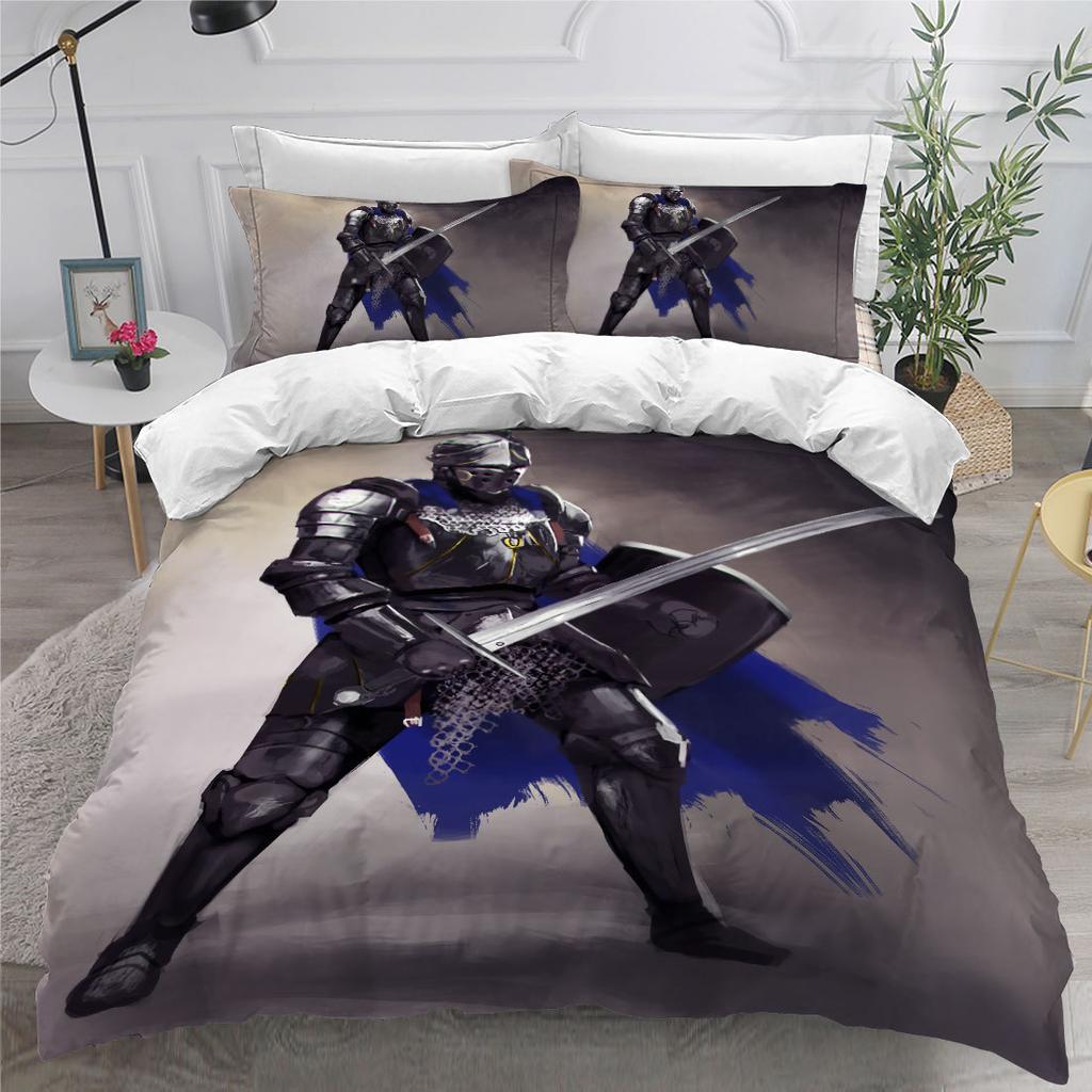 European Knight Retro 3D Digital Printing Three-Piece Set Can Be Customized Grinding Quilt Cover Pillowcase