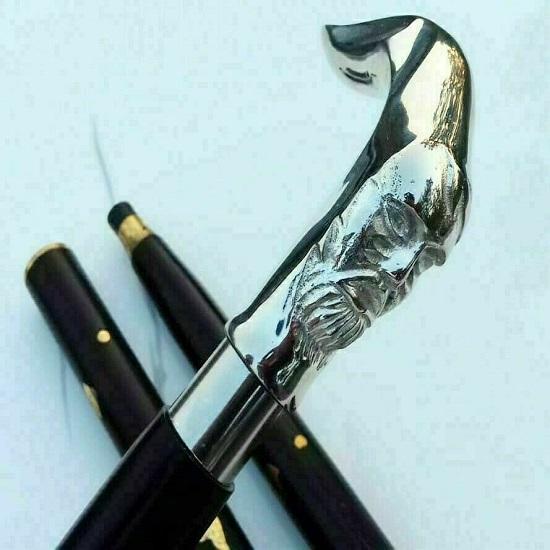 

Brass Vintage Looking Man Face Cane Walking Stick Black Wooden Cane Handmade