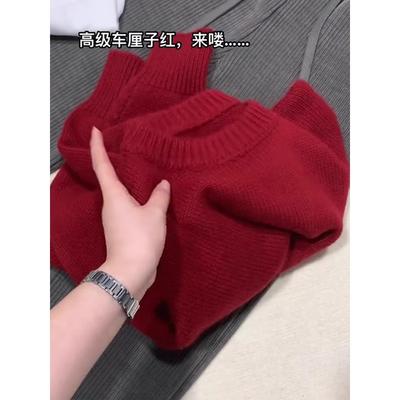 Red Sweater Women's Year Autumn and Winter Clothing High-end Sense Snake Year Natal Year New Year Clothes Knitted Sweater Top