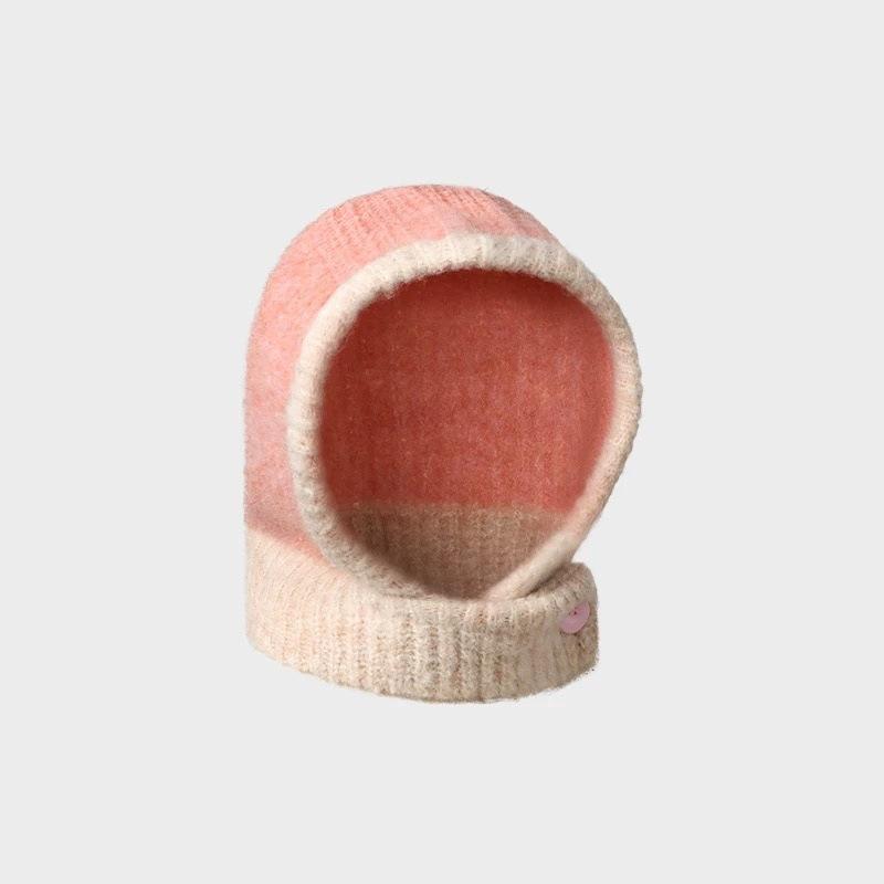 

Hat woman winter new scarf integrated hat cold and warm knitted hat color matching pullover hat