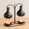 Double Ceramics Pot Hanging Essential Oil Burners Metal Tealight Holder Rack for Bedroom and Living Room Table Decors