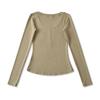 Women's Slim-Fit Long-Sleeve Henley V-Neck Top with Pocket, Stretchy Fine Cotton, Spring/Autumn Style