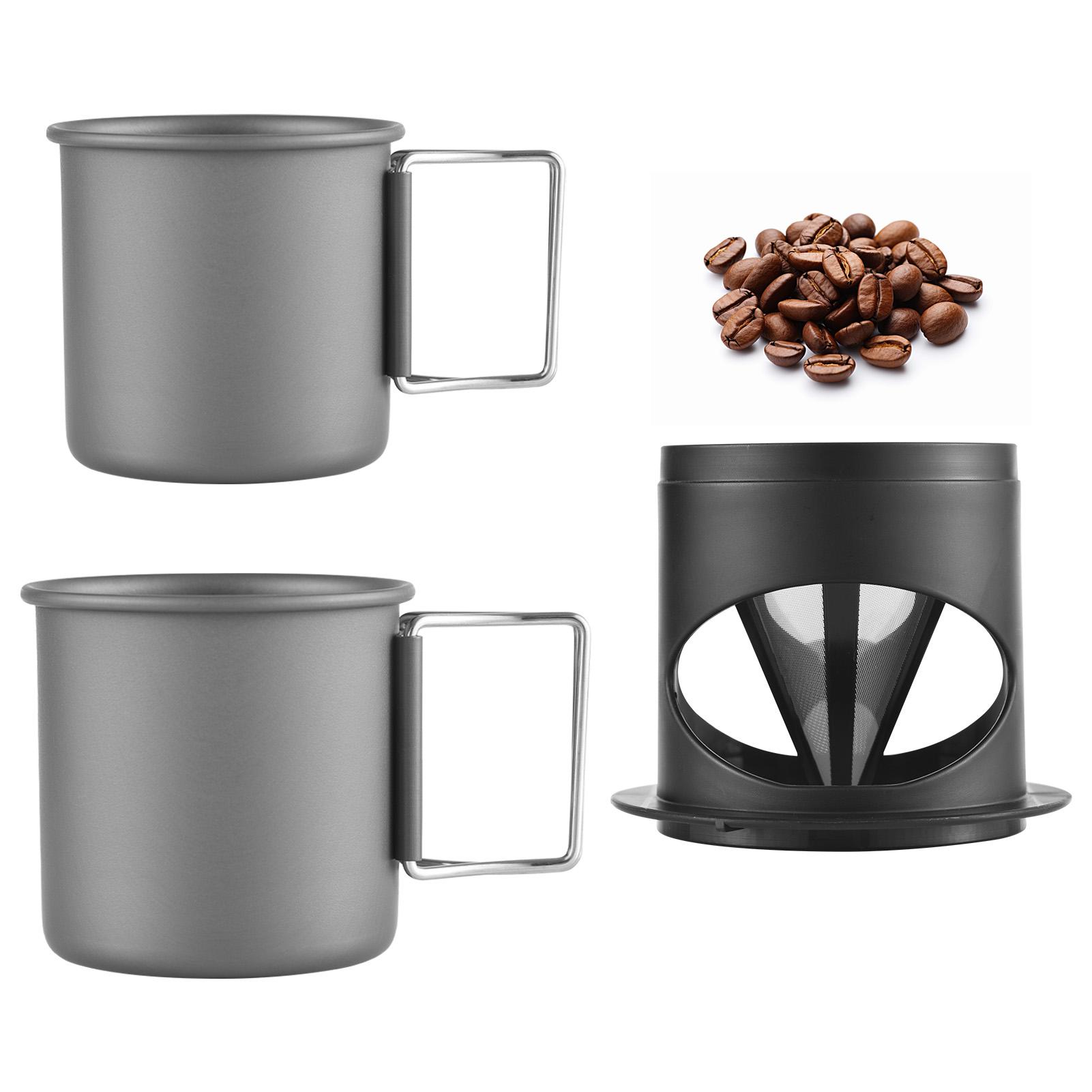 

Набор для приготовления кофе в зернах, портативный алюминиевый дорожный набор кружек для кофе 450 мл, 250 мл, набор металлических чашек с 1