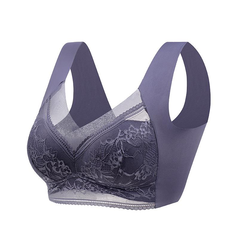Eisseiden-BH-Unterwäsche Damen-BH mit festem Körbchen, All-in-One-Cup, kabelloser Push-Up-Spitzen-BH, dünner Stil