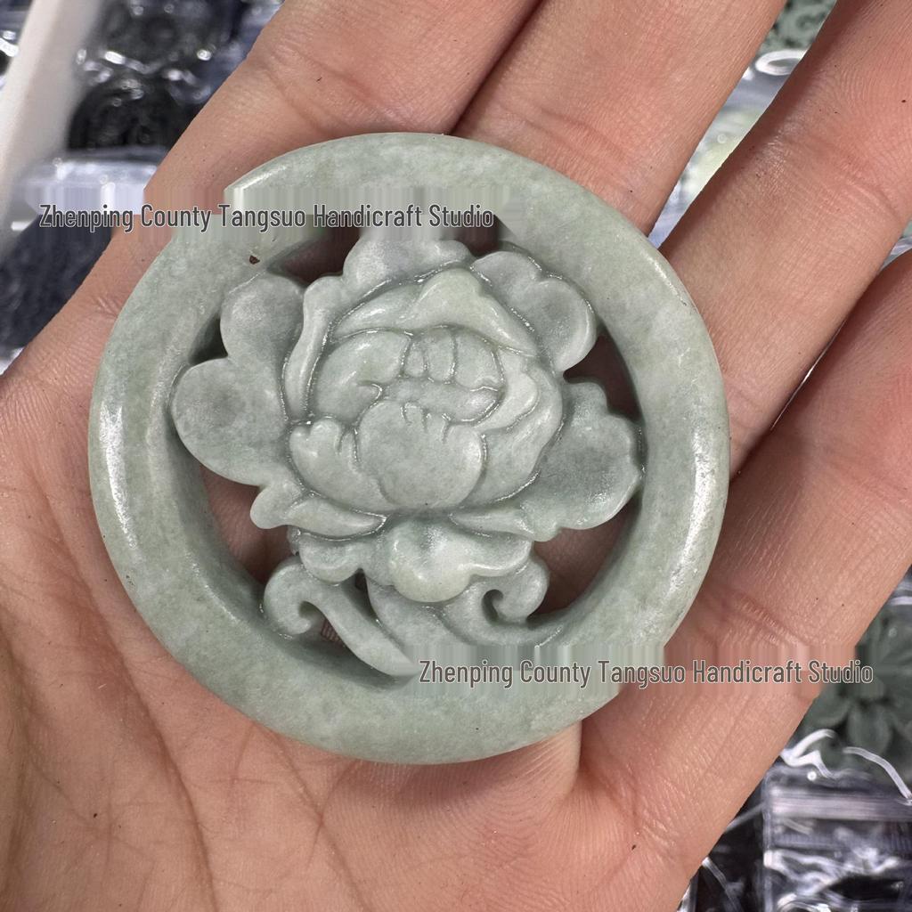 Guizhou Green Jade Openwork Dragon and Phoenix Antique Pendant