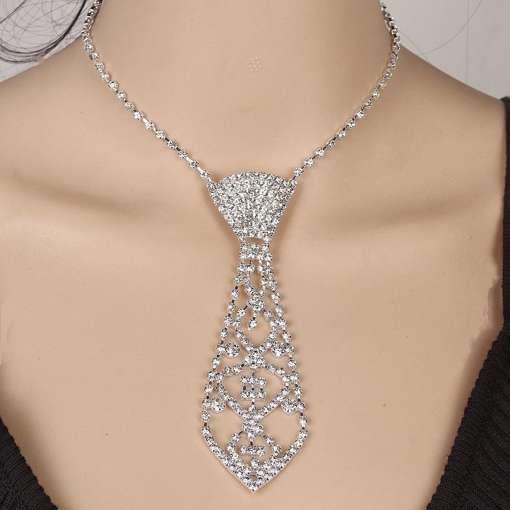 Elegant Rhinestone Tie Choker Necklace Long Necklace Trendy Personalized Neckband Neck Accessory Short Clavicle Chain