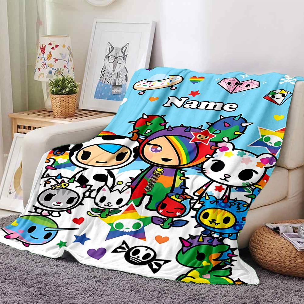 Custom Name Tokidoki Theme Printed Blanket - Perfect for Couch, Bed, Travel & Outdoor Use | Machine Washable, Cozy & Durable.