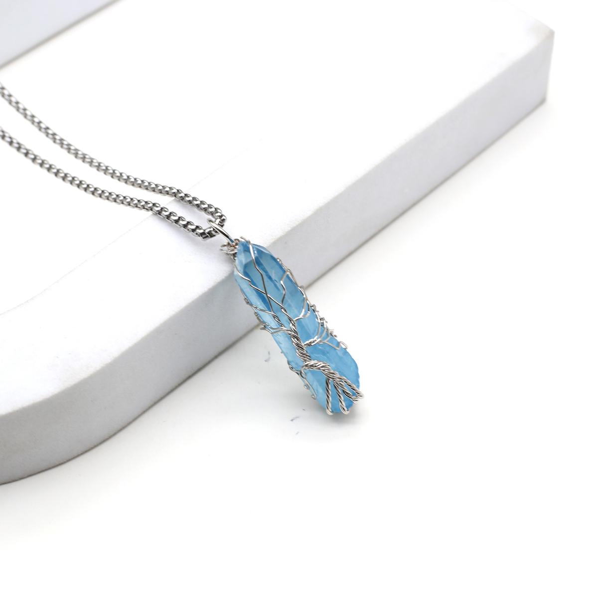 

Женское ожерелье из натурального камня, шестиугольная пирамида, кулон, ожерелье для женщин, подарочная цепочка на день рождения, 60 см 15x50mm