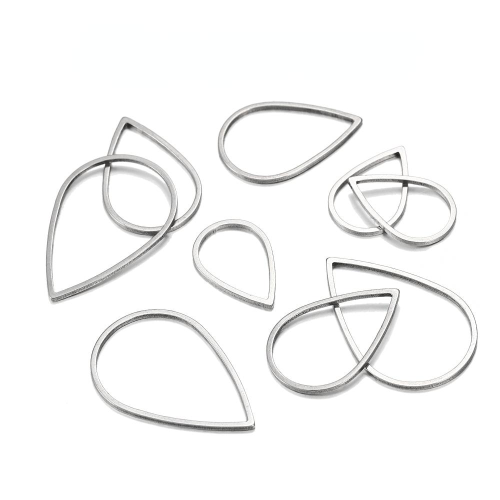 20pcs/lot 16 21 26mm Stainless Steel Waterdrop Closed Frame Teardrop Rings For DIY Earring Jewelry Makings Findings Supplies