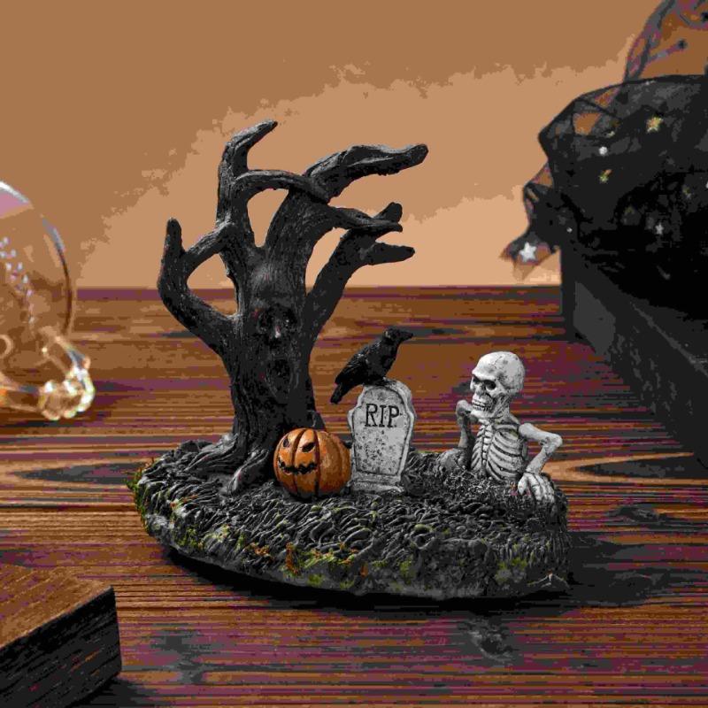New Halloween landscape decoration, resin ornaments, creative ghost festival dead tree branches home desktop decorations