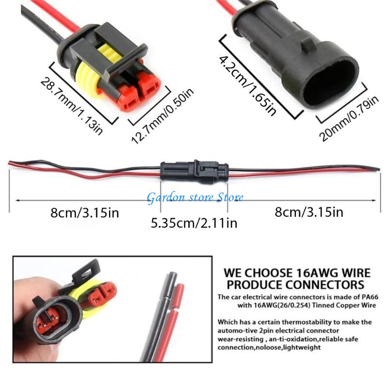 B0KB Automotive 2Pin Quick Waterproof Terminals Quick Disconnect Terminals Simple Installation for Lighting & Sound