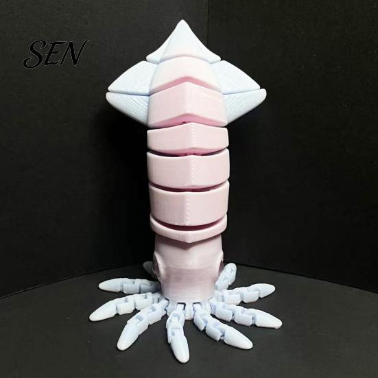 Articulated Squid Models 3D Printed Toy, Movable Joints Figurine, Figurine Simulated Sea Animal Fidget Toy for Desktop Decoration Realistic Life