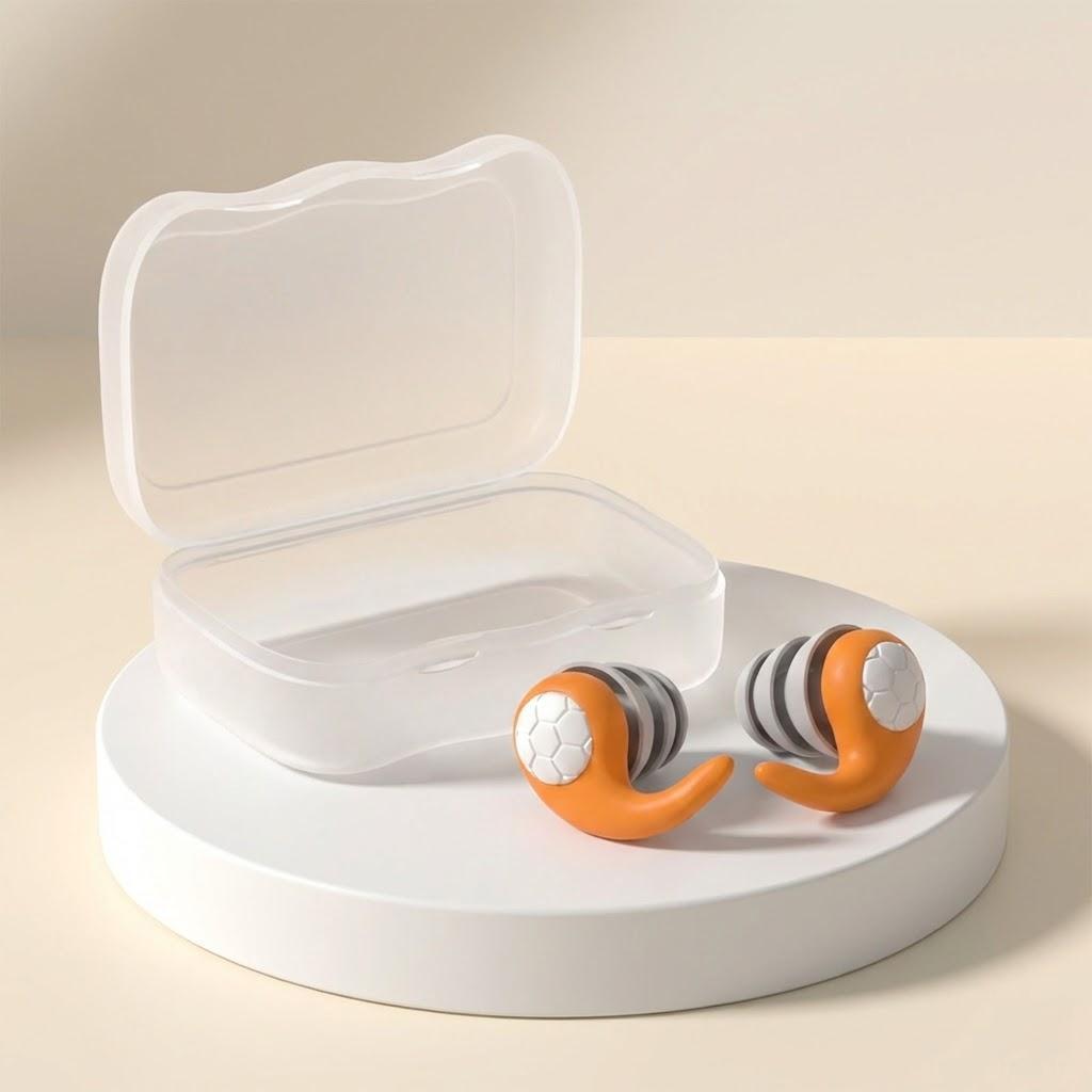 

Triple Layer Silicone Earplugs Waterproof Noise Cancelling for Swimming Swimming Accessories Silent Environment помаранчевий