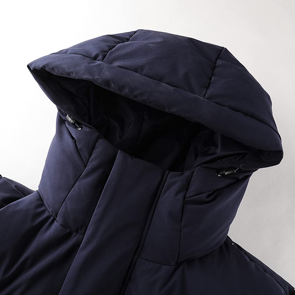 Kelme Men's Lightweight Down Bench Coat with Hood, Water-Repellent, and Outdoor Use (Deep Blue, Size 2XL)