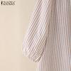 ZANZEA Women Casual V-Neck Loose 3/4 Sleeve Stripe Blouse