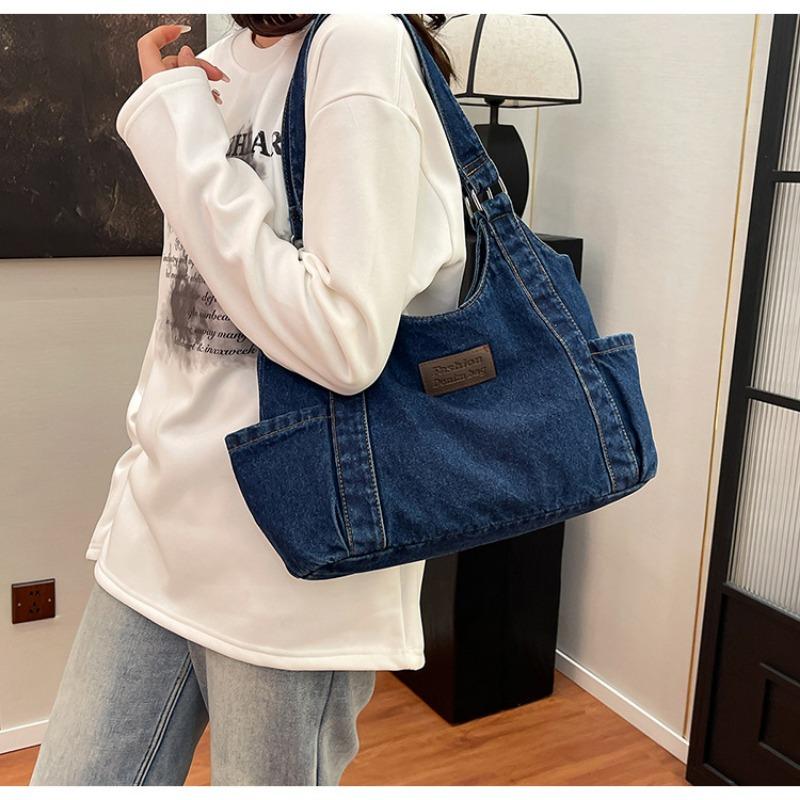 Cowboy Canvas Axelväska Dam Ny Stor Kapacitet Toteväska