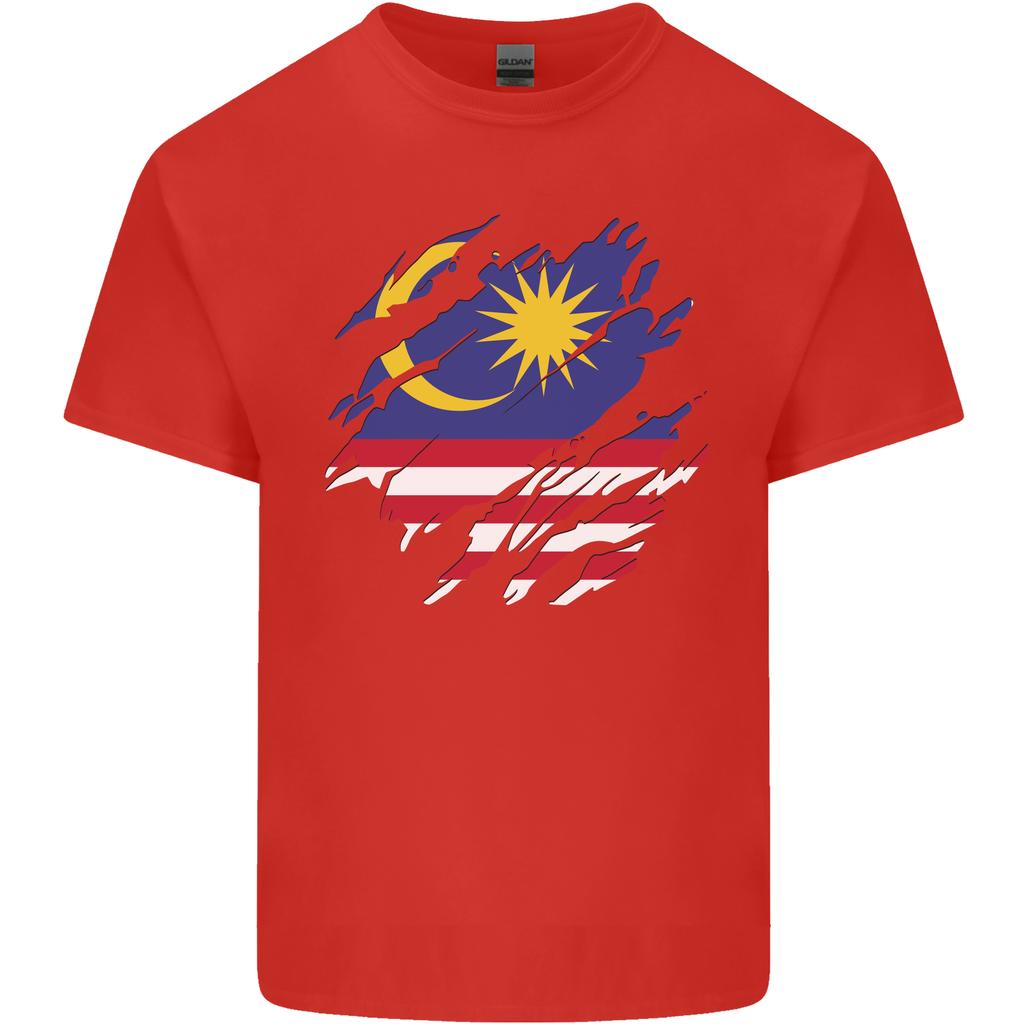 Bandiera della Malesia Strappata Giorno della Malesia Calcio Unisex T-shirt Leggera in Cotone