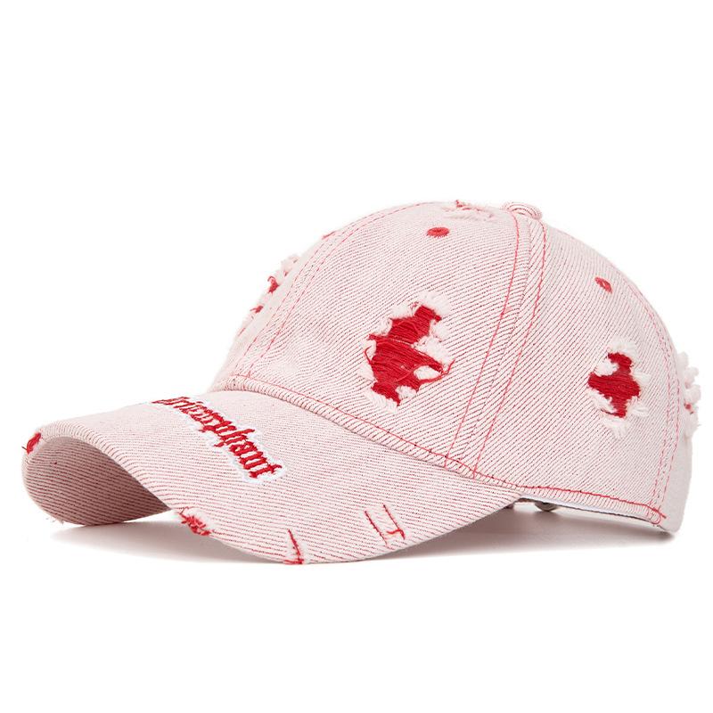 Summer Unisex Baseball Caps with Holes and Burrs Embroidered Letters Cap Sunshade Sunscreen Cap