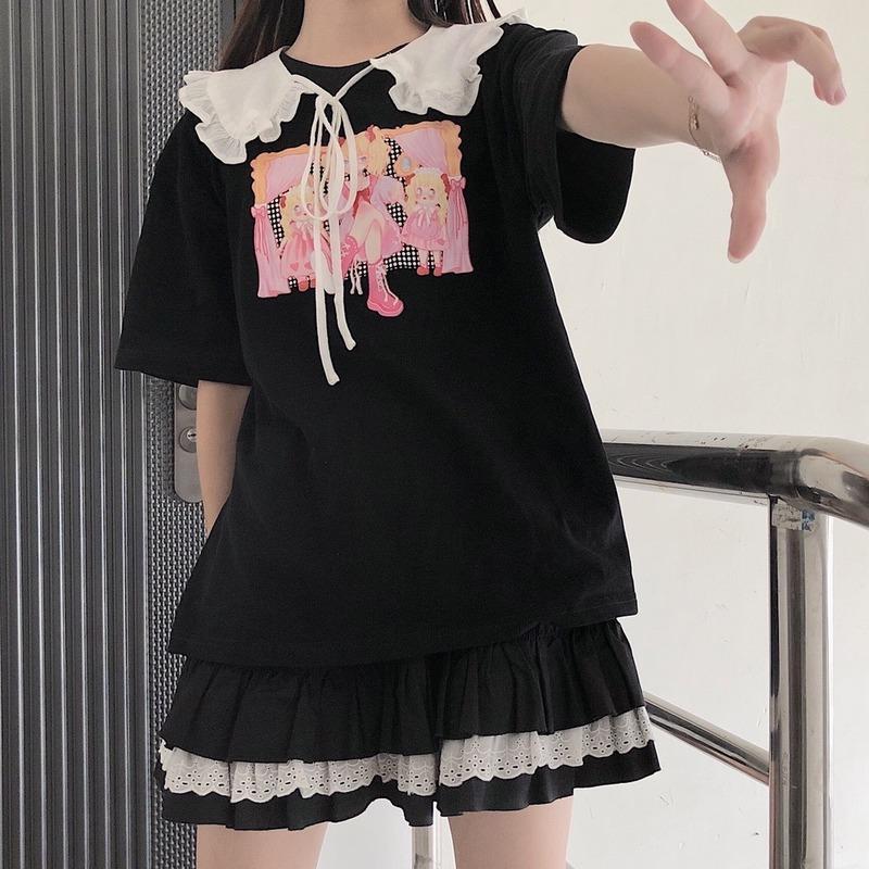 Mini Skirts Women Lace Ruffle Japanese Kawaii