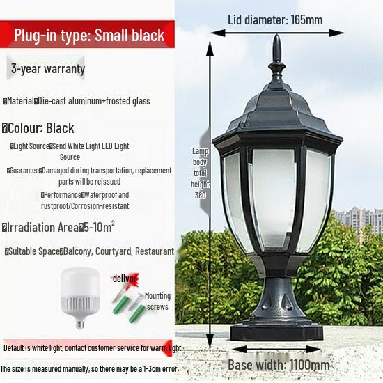 European Style Outdoor Waterproof Pillar Lamp for Villa Entrances and Community Courtyards