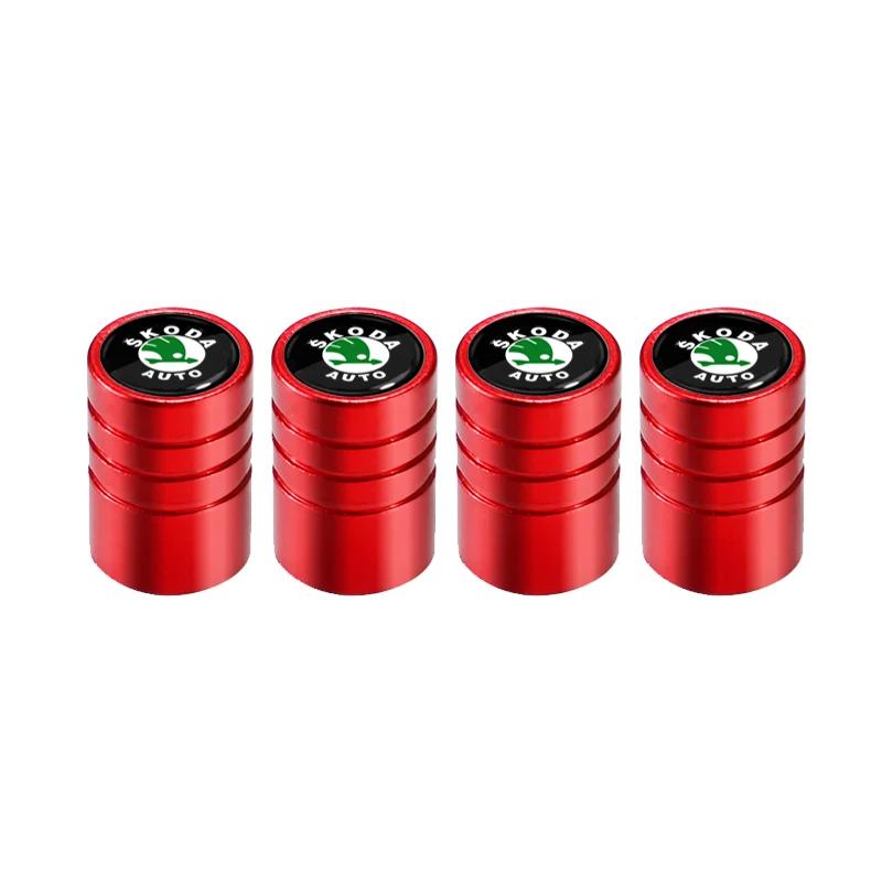 Car Sticker 2025 Hot 4Pcs Metal Car Wheel Tire Valve Caps Covers Auto Accessories For Skoda Octavia Fabia Superb Yeti Rapid Kodi