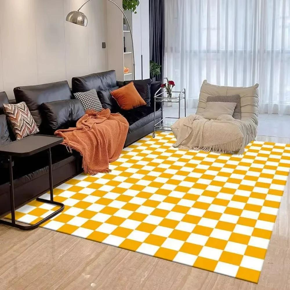 Luxury Modern Multi-color Checkered Carpet for Living Room Decor Bedroom Sofa Floor Mat Balcony Lounge Kitchen Nonslip Rug