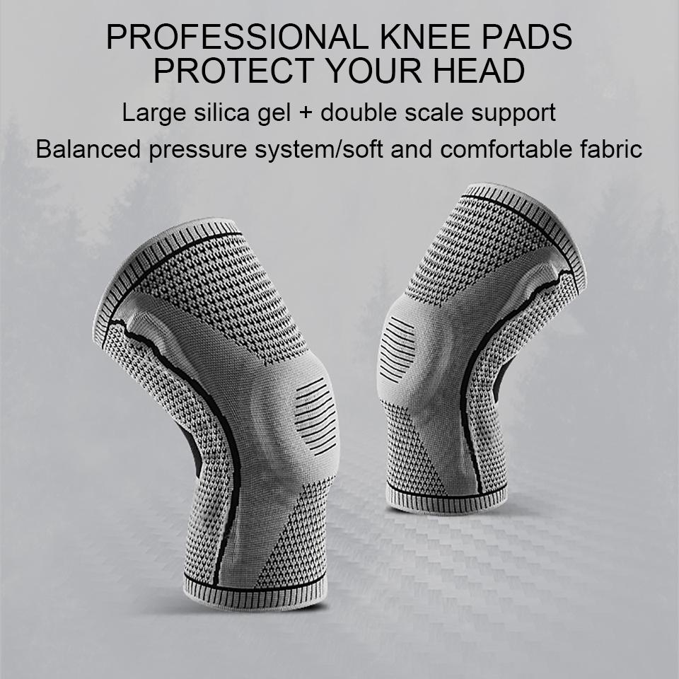 1Pcs Silicone Full Knee Brace Strap Patella Medial Support Strong Meniscus Compression Protection Sport Pads Running Basketball