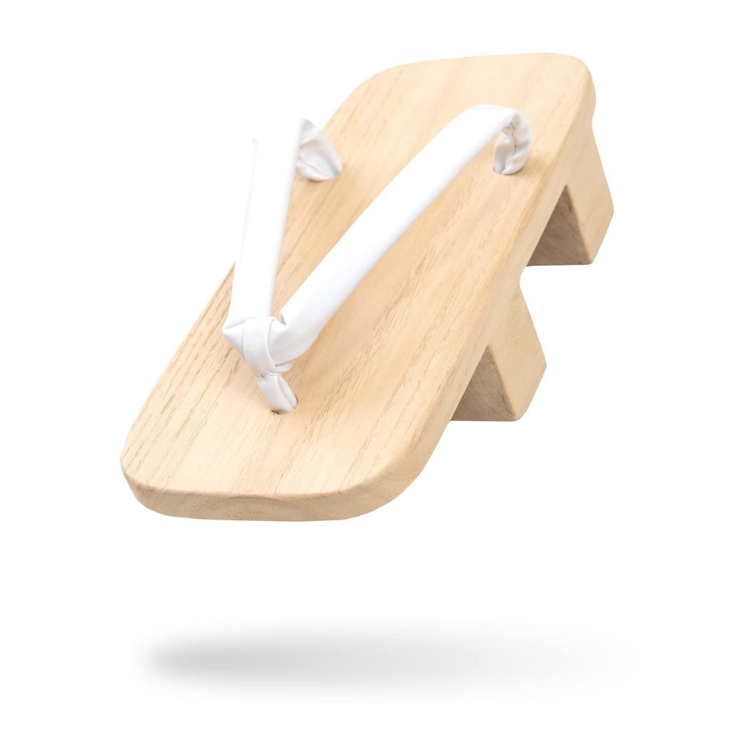 Aiai White Paulownia Wood Geta Sandals with Two Made In Japan Men's Teeth, (White, Xx_l)
