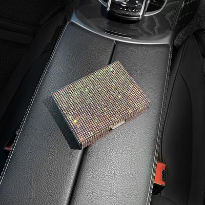 Bling Auto Autozubehör für Frauen Führerschein Karten Flip Box Hülle Aufbewahrungsorganizer Auto Führerschein Kreditkarte Ausweis Tasche