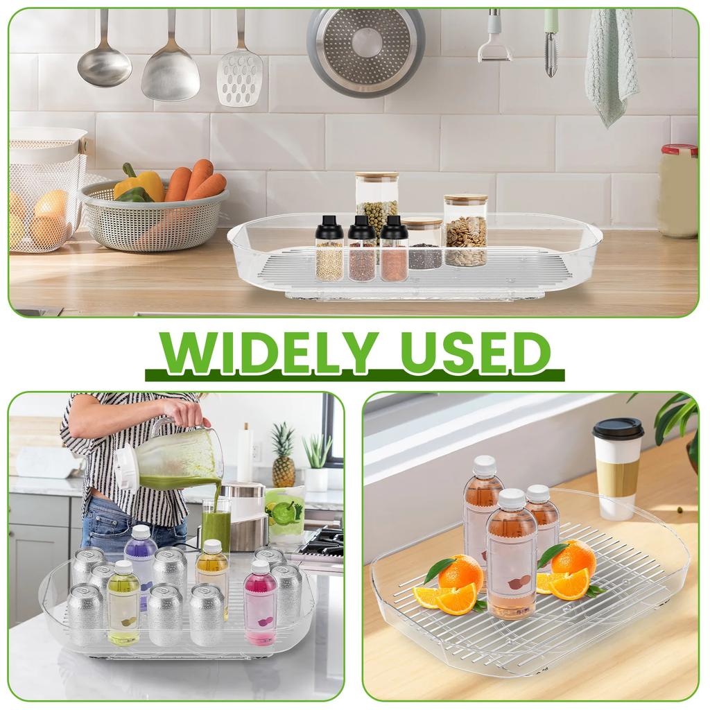 Turntable Organizer 360° Rotating Tray Lazy Susan Fridge Organizer Clear Food Storage Organizer Spice Rack For Kitchen Cabinet