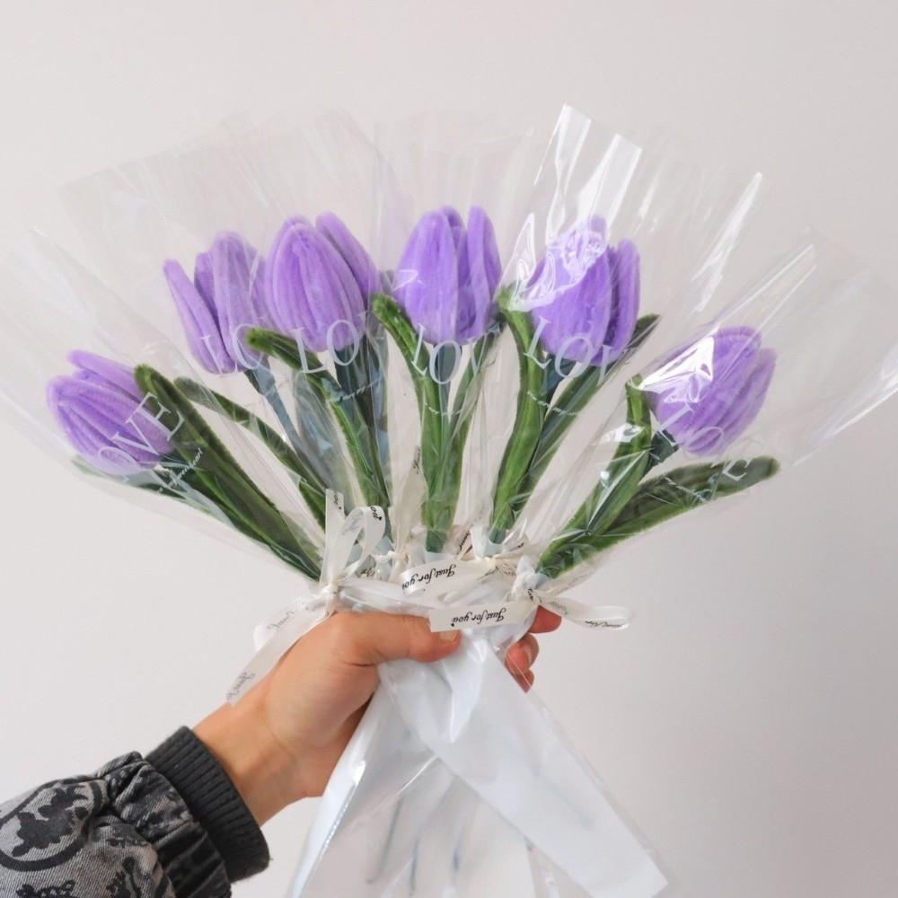 5pcs Handmade Artificial Tulip Bouquets Home Decor Artificial Flowers  Valentine's Day Gift