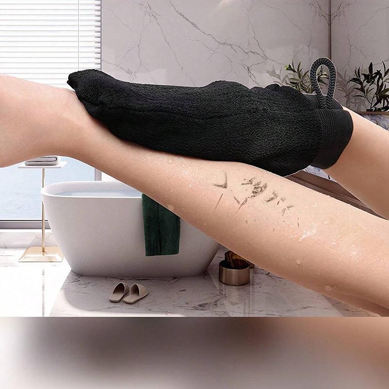 Cross All Black Exfoliating Scrubber: Dead Skin Remover & Back Scrubber Glove