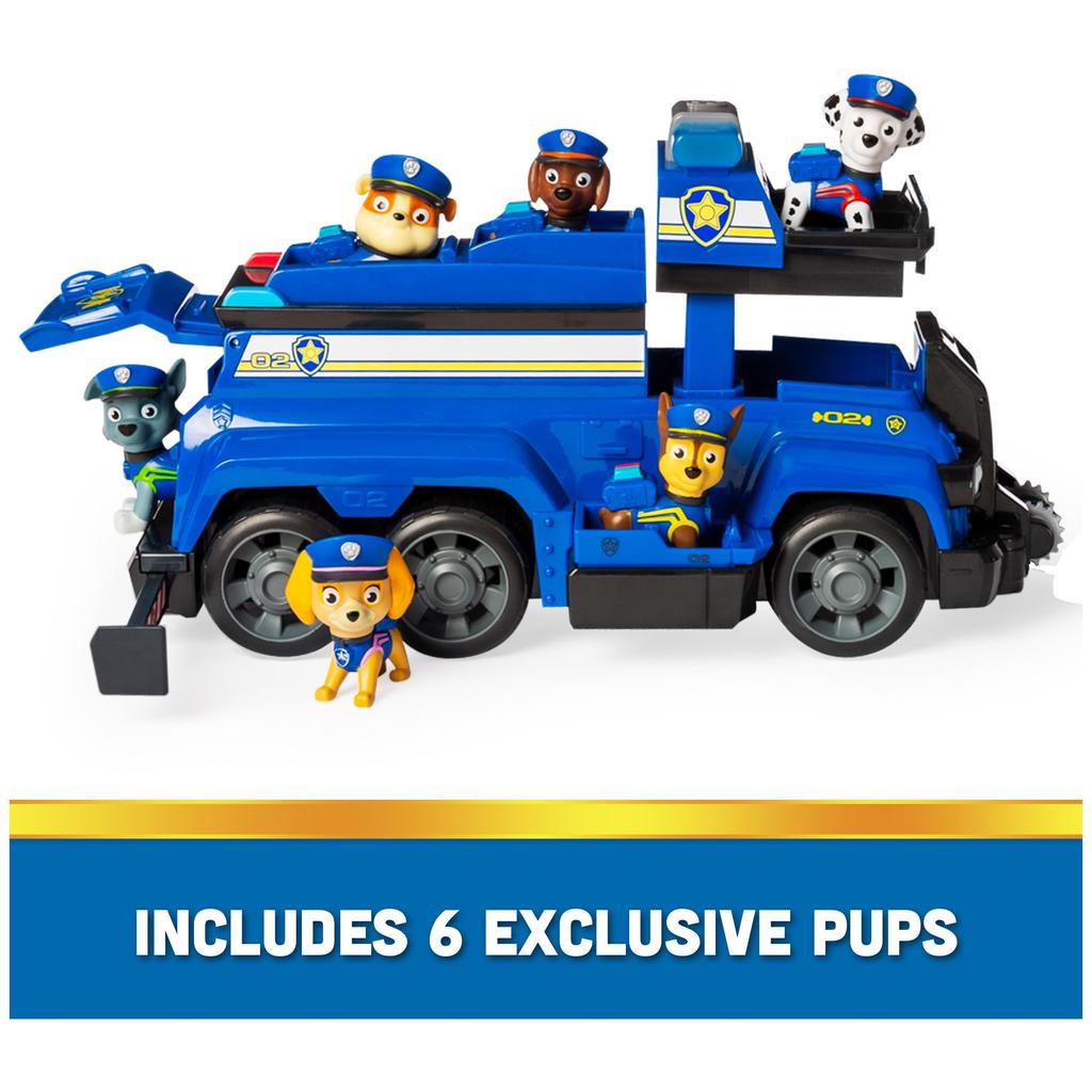 Paw Patrol Chase Total Team Rescue Police Cruiser Vehicle Toy Figures: Chase, Marshall, Skye, Rubble, Rocky, and Zuma [Parallel Import]