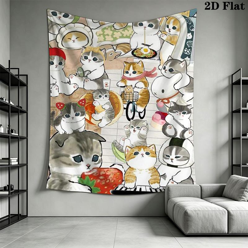 Cozy Cartoon Cats Pattern Home Decor Tapestry, Wall Hanging, Decorative RV Wall Cloth.ZGT0914370