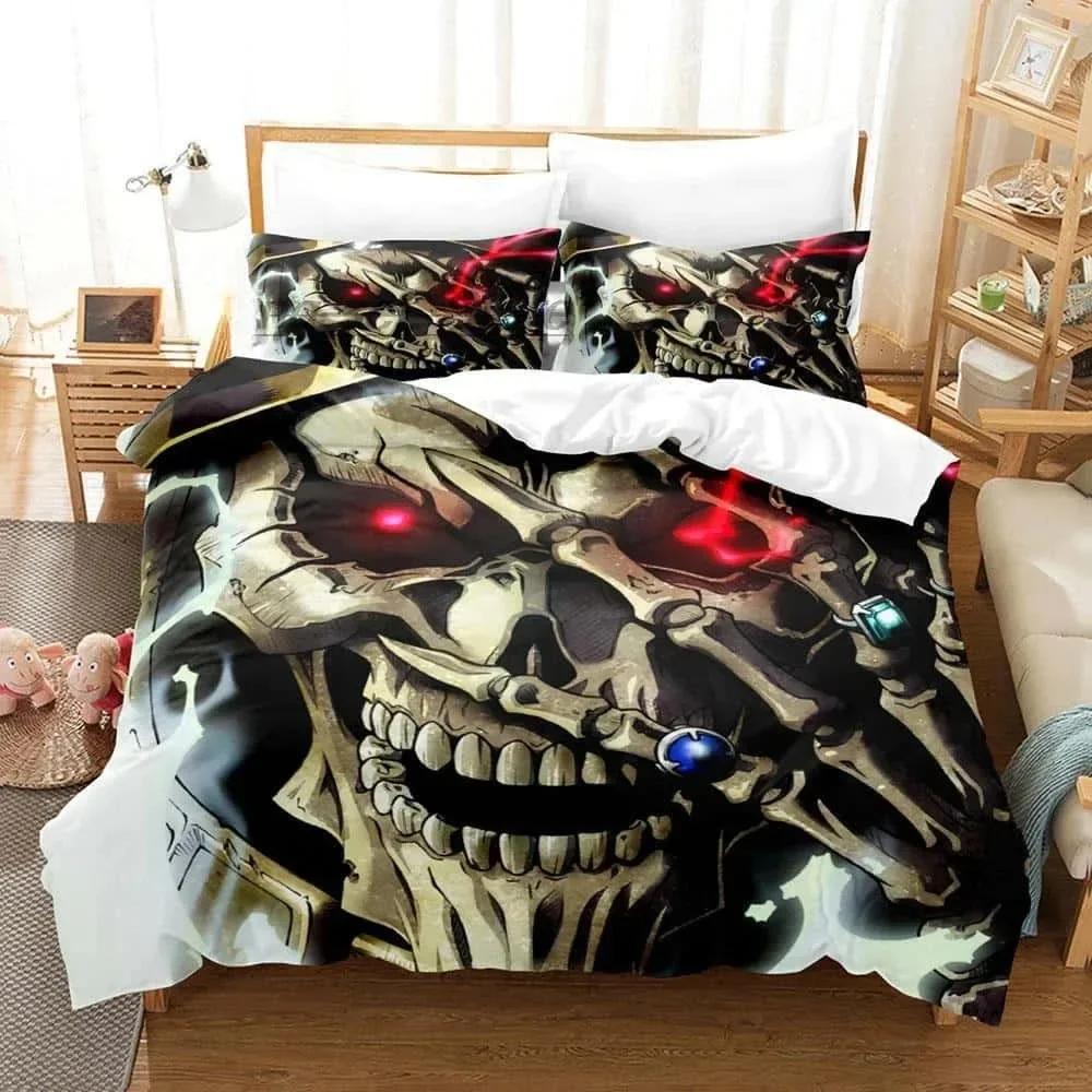 Fashion OVERLORD Bedding Set Single Twin Full Queen King Size Bed Set Adult Kid Bedroom Duvet cover Sets 3D Print Skeleton Anime