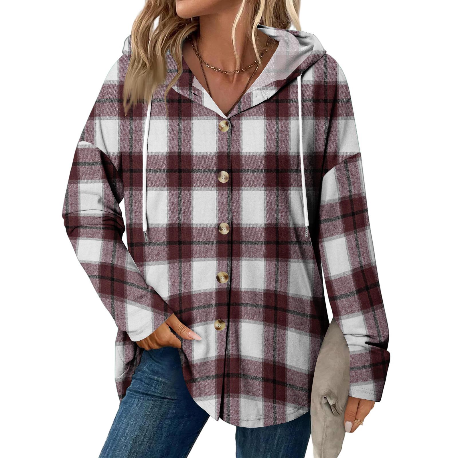 

Женское модное повседневное пальто реглан с длинным рукавом и кулиской, винтажное пальто с капюшоном на пуговицах XL винный