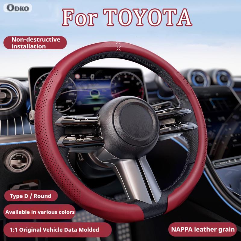 For Toyota sienna Yaris Nappa Leather grain Car Steering Wheel Cover Breathable and Anti Slip Accessories Interior Accessories