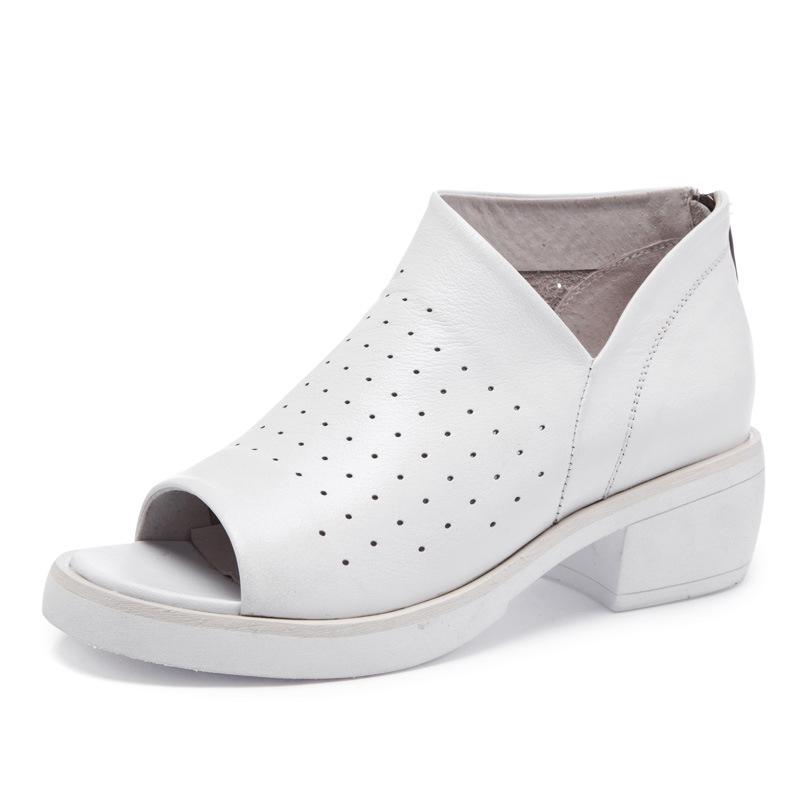 Summer New Women's Shoes Leather Shoes Fish Mouth Personality Heel Shoes Solid Color Trend Light Mouth Single Shoes