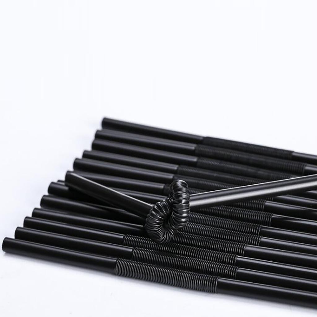 Disposable Black Elbow Material Straws Juice Drink Milk Tea Straws