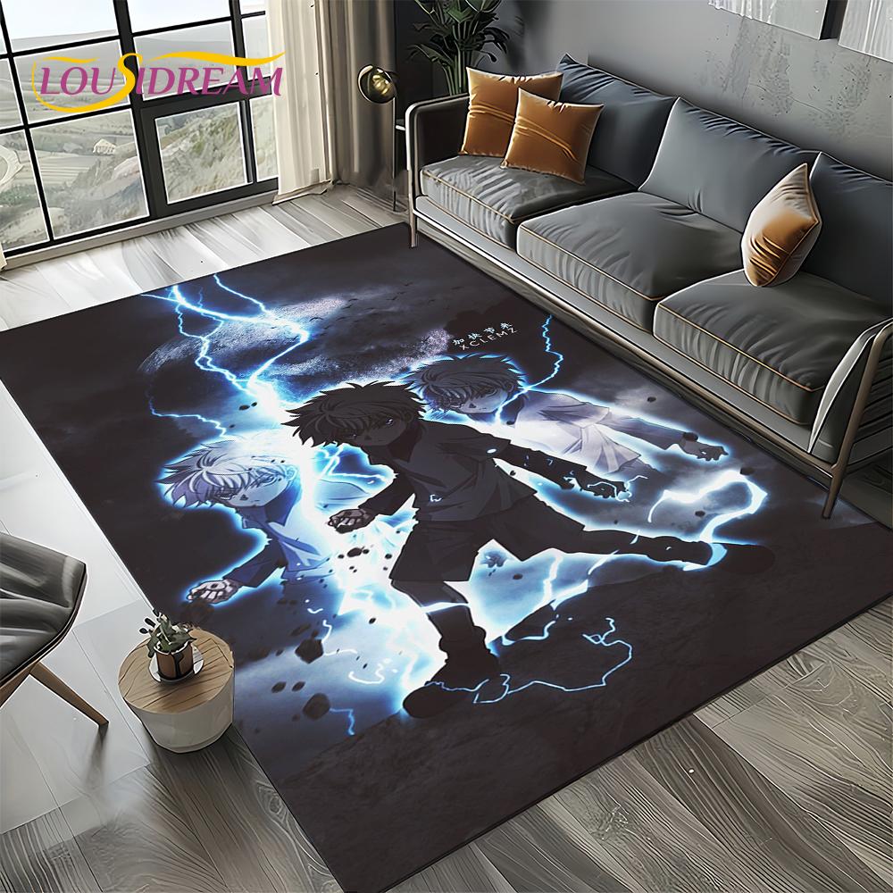 Alfombra HxH Anime Hunter×Hunter Dibujos Animados para Dormitorio Sala de Estar Decoración de Sofá del Hogar, Alfombrilla Grande Decorativa Infantil Regalo