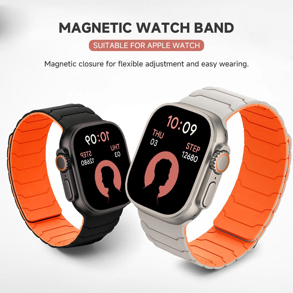 Magnetic Silicone Strap For Apple Watch Ultra 3 2 49mm Band 45mm 44mm 41mm 40mm 38 Bracelet Iwatch Series 11 10 42 46mm 987654SE