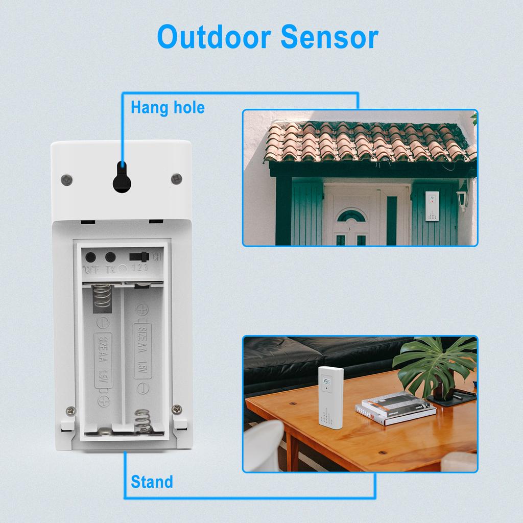 İç Mekan Dış Sıcaklık Nem Ölçer Arka Işık Zaman Alarmı Erteleme ile Renkli Dokunmatik Ekran