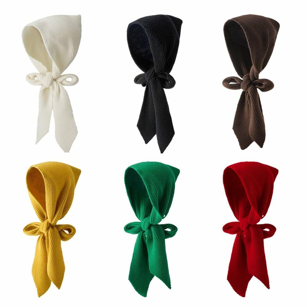 Hooded Hat Scarf Set Warmer Knitted Beanie Fashion Beanies Caps Women Girl