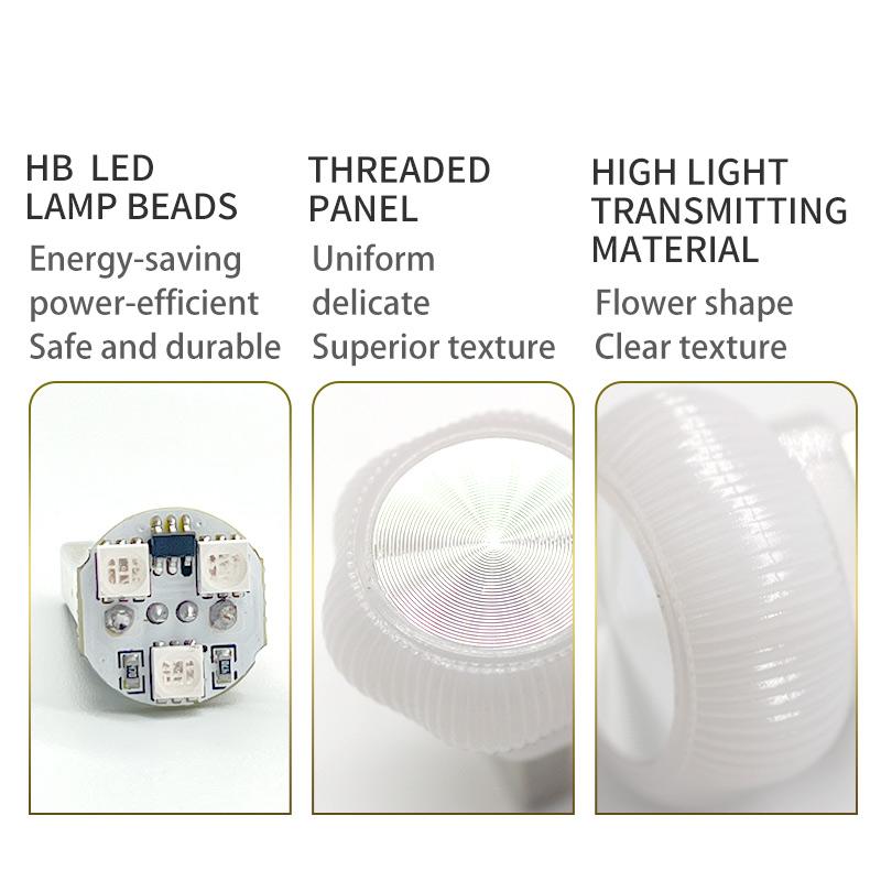 New Car USB Atmosphere Light Universal  wire-free LED car breathing light, mini decorative flower-shaped colorful night light