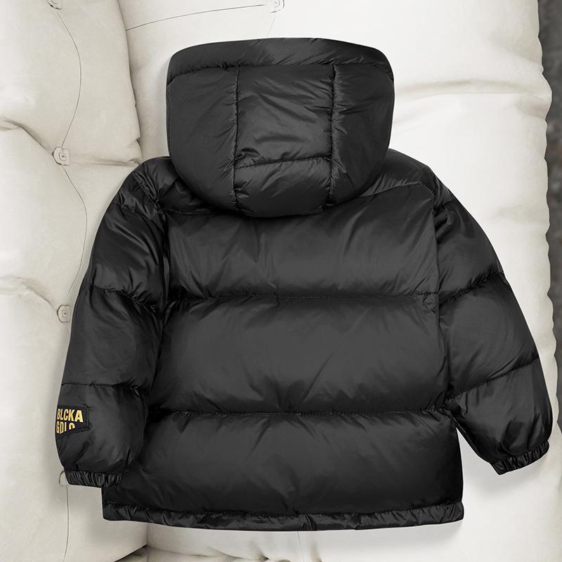 Kids' Black & Gold Thickened Down Puffer Jacket - Winter Coat for Boys & Girls