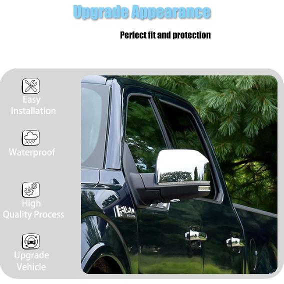 AUCERAMIC Chrome Plated Full Mirror Covers Compatible with 2015- Ford F150 Pickup 2-Door 4-Door Side View Mirror Back Cover Cap
