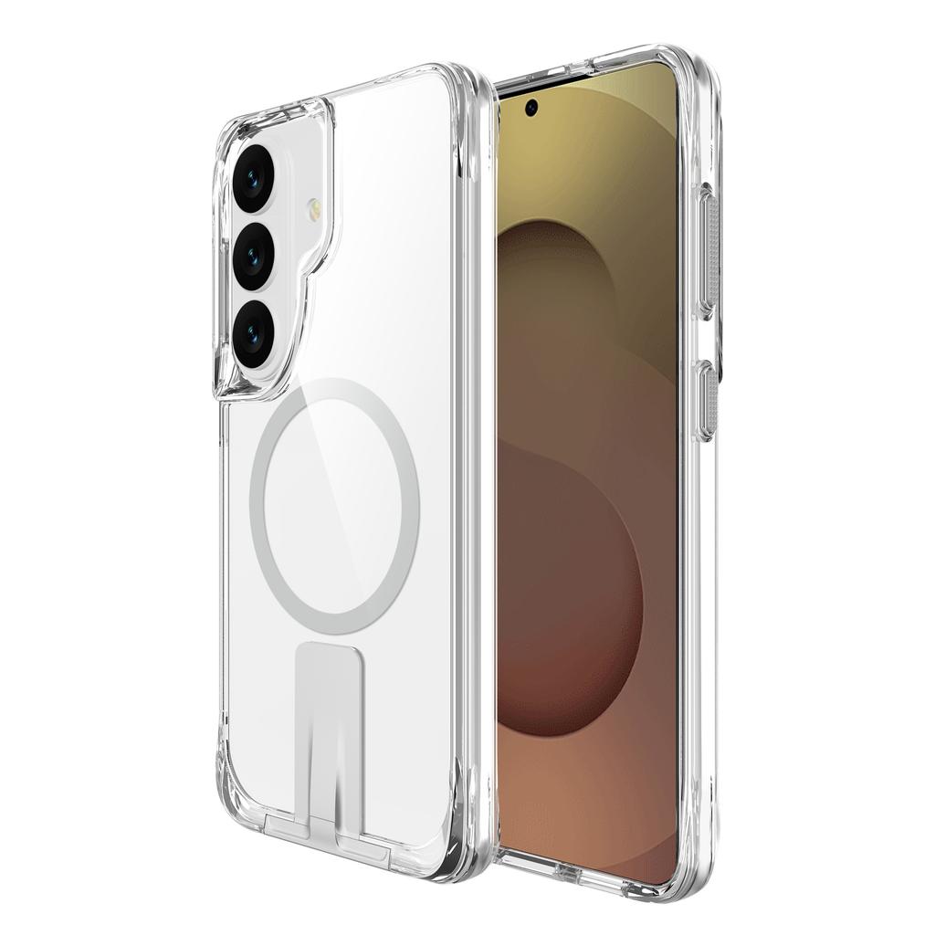 For Samsung Galaxy S26 Ultra Magnetic Case Kickstand Shockproof PC + TPU Clear Phone Cover